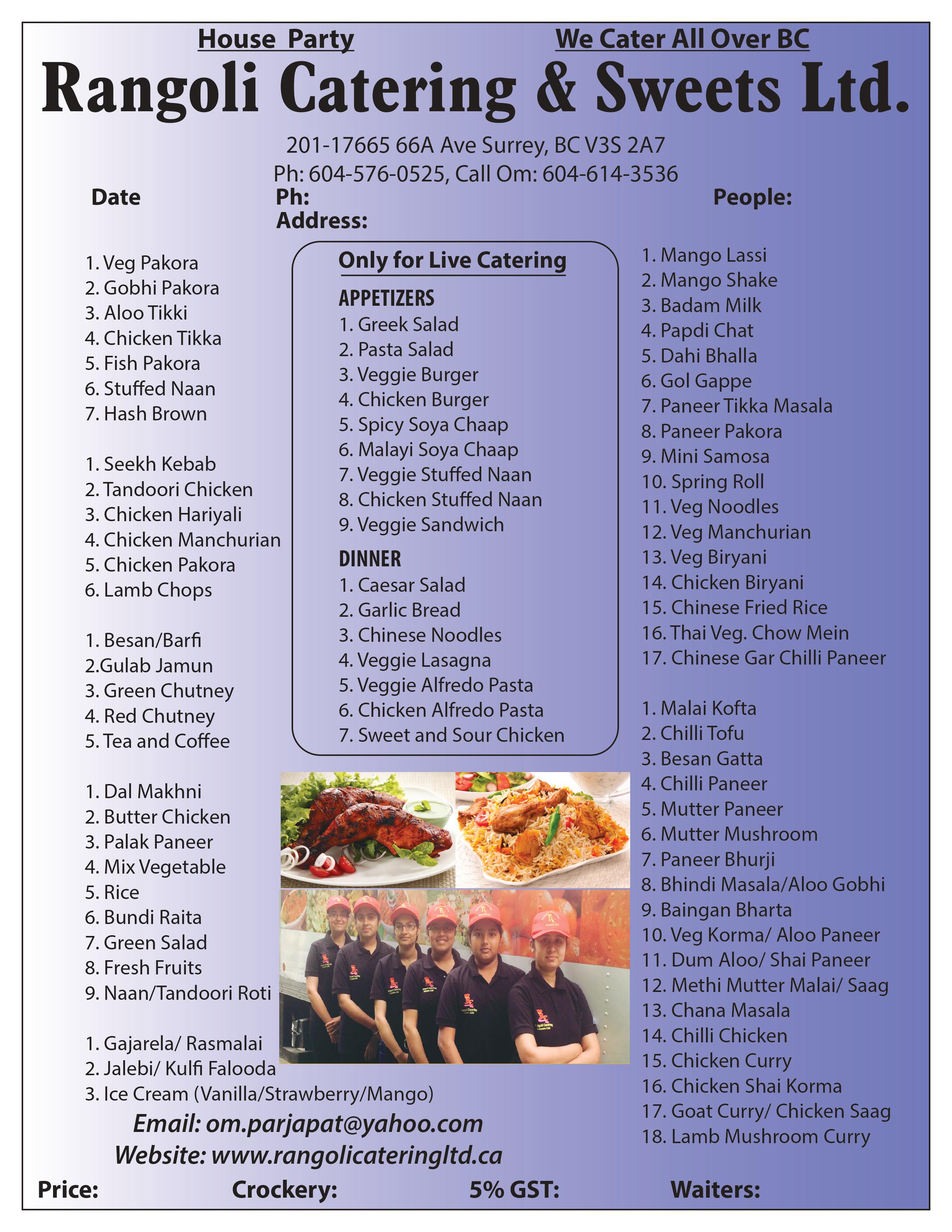 Catering Menu